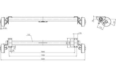 Essieu freiné AL-KO EURO pour remorque bateau 1800kg 1845/1955mm 2430mm 5x112
