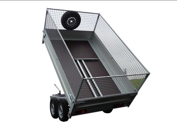 Remorque Benne ridelles grillagées 2 essieux de 750 kg  312 x 158  Pompe de levage électrique