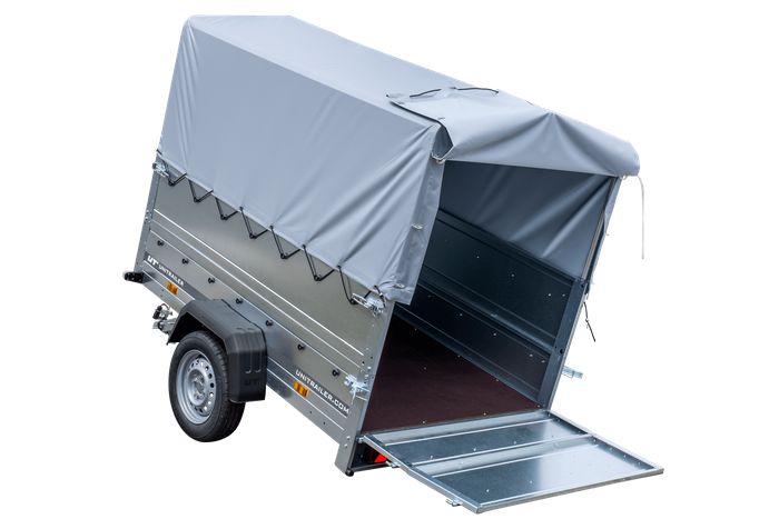 Remorque simple essieu 200x125 avec bâche haute, arceau, rehausses de ridelles et roue jockey - Garden Trailer 201 KIPP