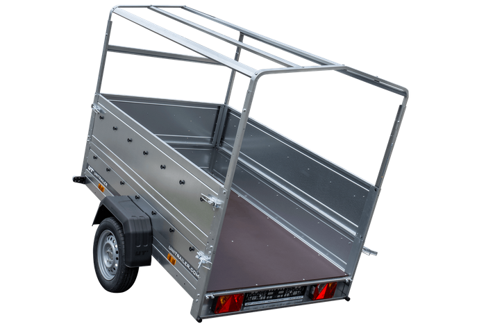 Remorque simple essieu 200x125 avec bâche haute, arceau, rehausses de ridelles et roue jockey - Garden Trailer 201 KIPP