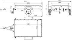 Remorque simple essieu 200x125 avec bâche haute, arceau, rehausses de ridelles et roue jockey - Garden Trailer 201 KIPP