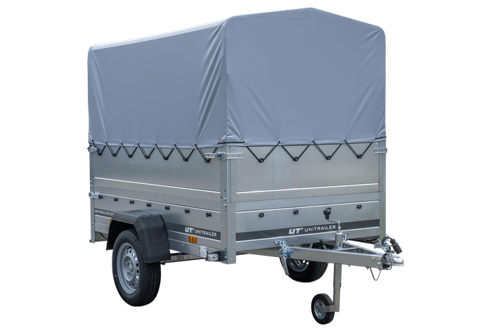 Remorque simple essieu 200x125 avec bâche haute, arceau, rehausses de ridelles et roue jockey - Garden Trailer 201 KIPP