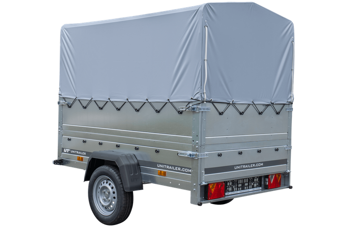 Remorque simple essieu 200x125 avec bâche haute, arceau, rehausses de ridelles et roue jockey - Garden Trailer 201 KIPP
